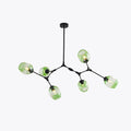 Lustre Sputnik de Vidro Bolha com Design Bifurcado Preto Verde 7 cabeças-L59" x A35.4" L150cm x A90cm