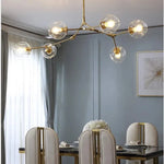 Lustre Sputnik de Vidro Bolha com Design Bifurcado