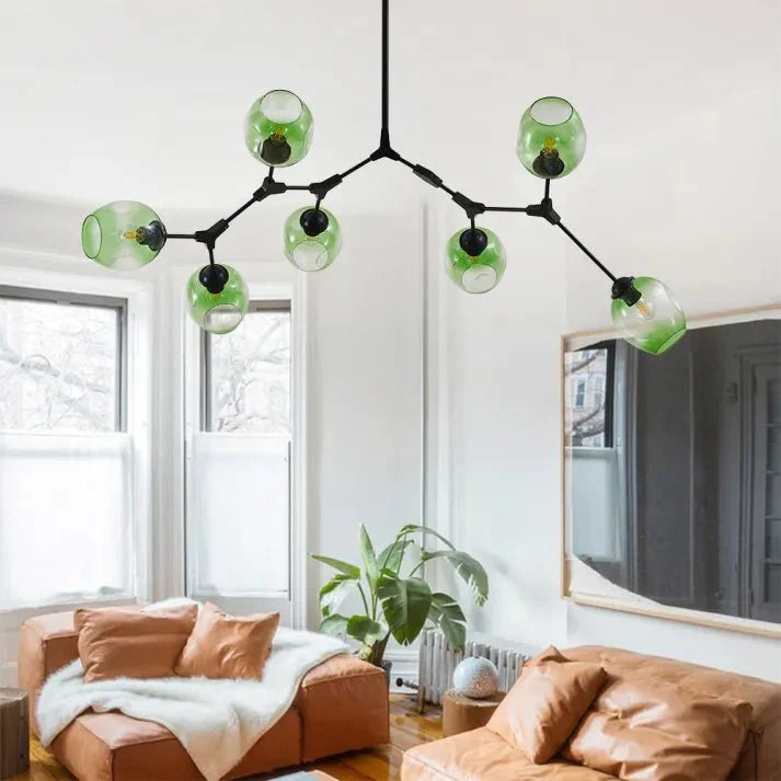 Lustre Sputnik de Vidro Bolha com Design Bifurcado
