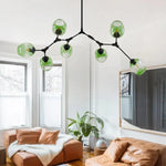 Lustre Sputnik de Vidro Bolha com Design Bifurcado