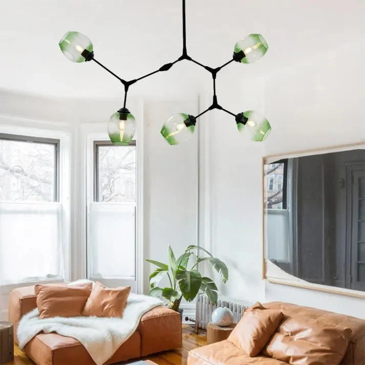 Lustre Sputnik de Vidro Bolha com Design Bifurcado