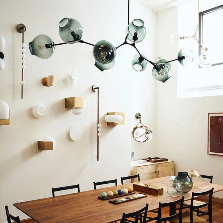 Lustre Sputnik de Vidro Bolha com Design Bifurcado