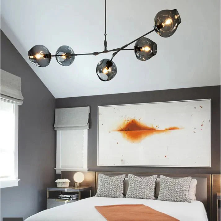 Lustre Sputnik de Vidro Bolha com Design Bifurcado