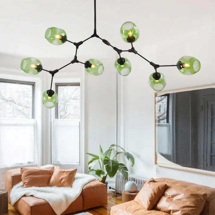 Lustre Sputnik de Vidro Bolha com Design Bifurcado