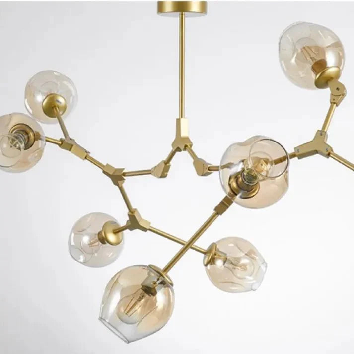 Lustre Sputnik de Vidro Bolha com Design Bifurcado