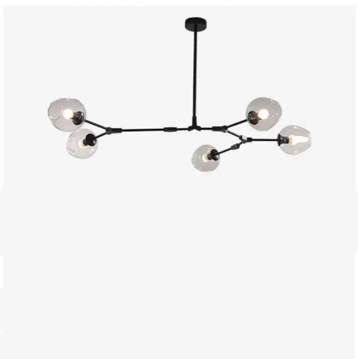 Lustre Sputnik de Vidro Bolha com Design Bifurcado