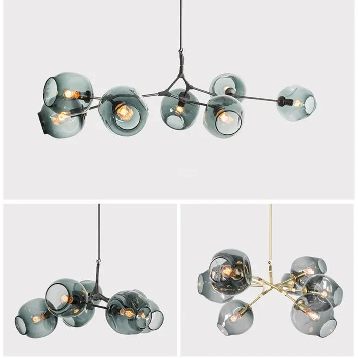 Lustre Sputnik de Vidro Bolha com Design Bifurcado