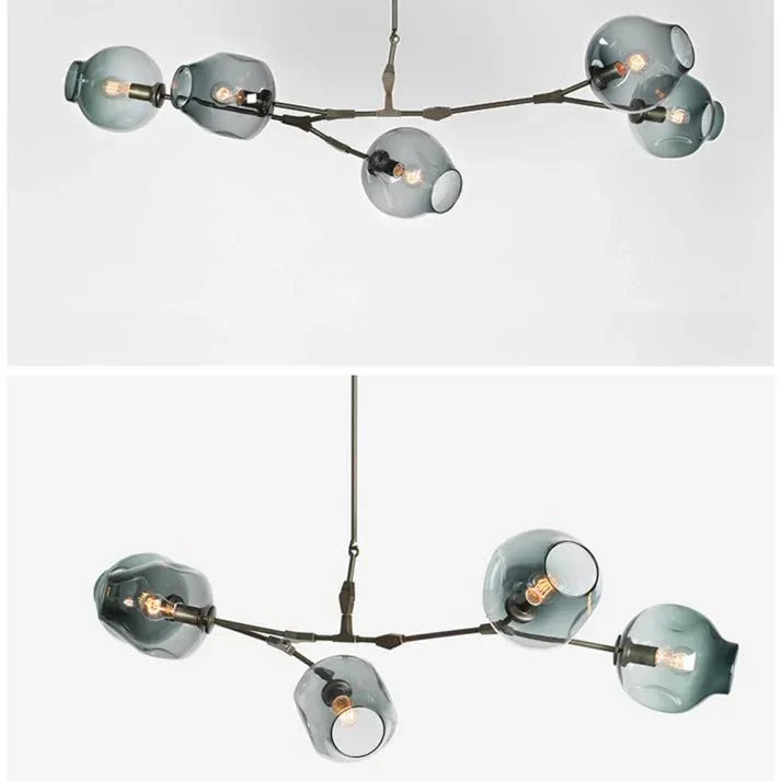 Lustre Sputnik de Vidro Bolha com Design Bifurcado
