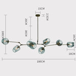 Lustre Sputnik de Vidro Bolha com Design Bifurcado