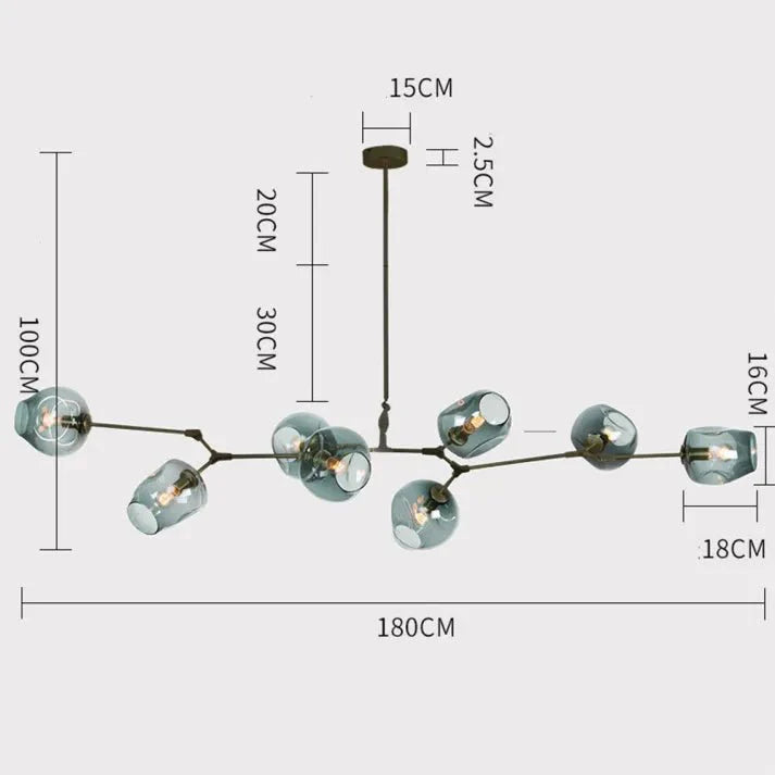 Lustre Sputnik de Vidro Bolha com Design Bifurcado