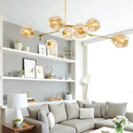 Lustre Sputnik de Vidro Bolha com Design Bifurcado