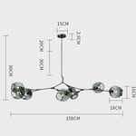 Lustre Sputnik de Vidro Bolha com Design Bifurcado