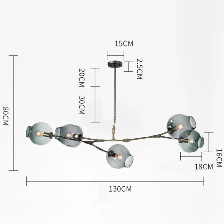 Lustre Sputnik de Vidro Bolha com Design Bifurcado