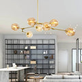 Lustre Sputnik de Vidro Bolha com Design Bifurcado