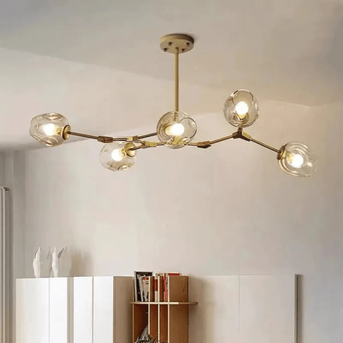 Lustre Sputnik de Vidro Bolha com Design Bifurcado