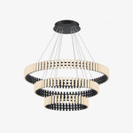 Lustre Suspenso com Iluminação LED ∅ 15.7″ + ∅ 23.6″ + ∅ 31.5″ x H 59″ Preto & Branco