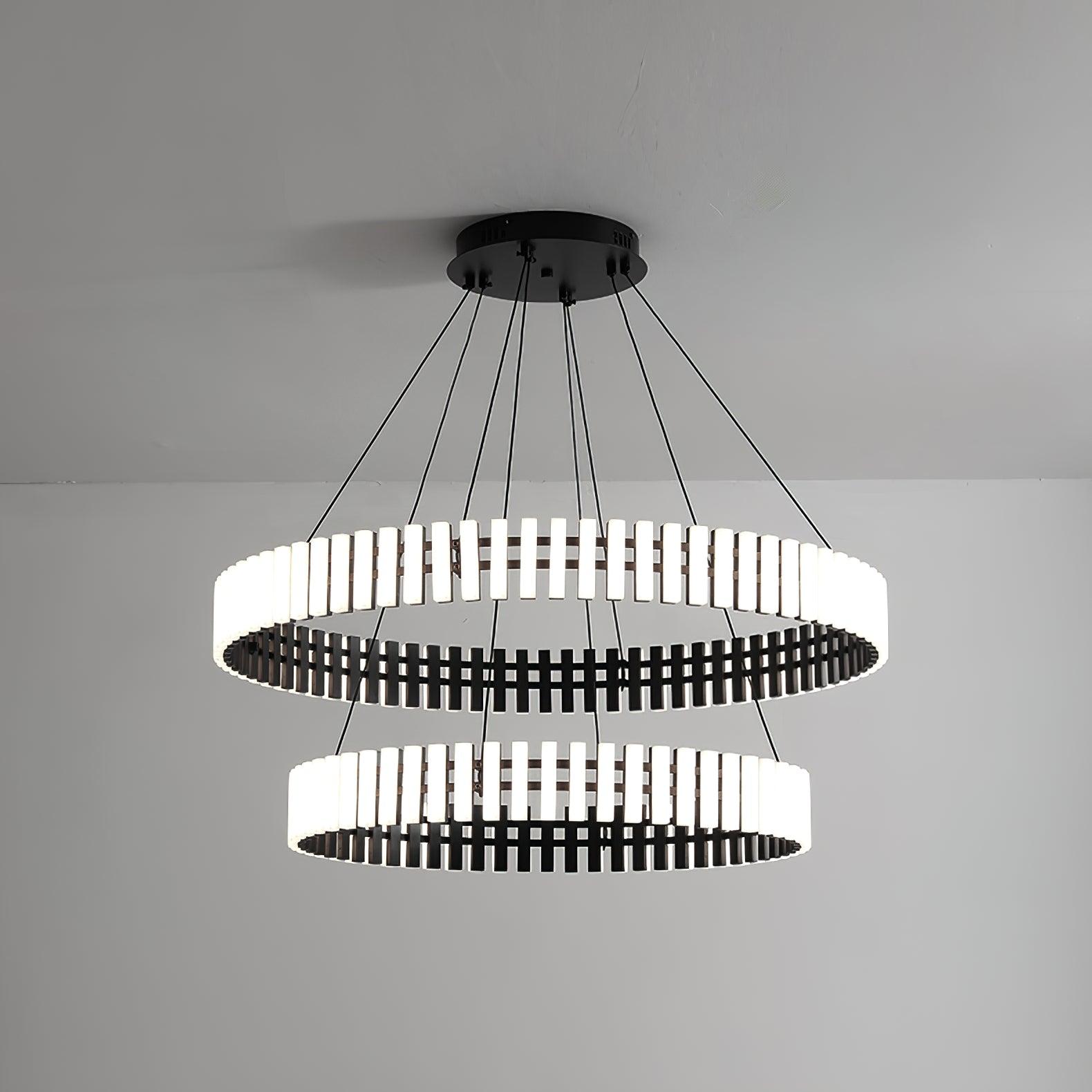 Lustre Suspenso com Iluminação LED Preto & Branco