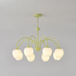 Lustre Tulipa Matcha Matcha & Vidro Branco 5 Braços ∅ 24.4″ x A 15.7″ Diâmetro 62cm x A 40cm