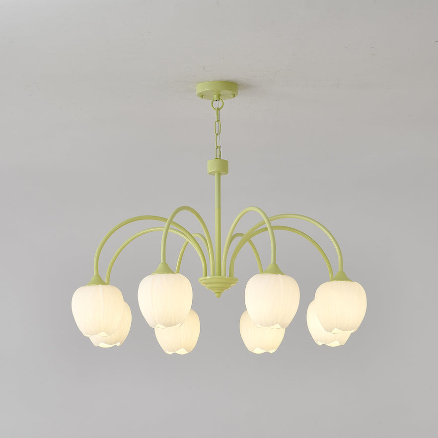 Lustre Tulipa Matcha Matcha & Vidro Branco