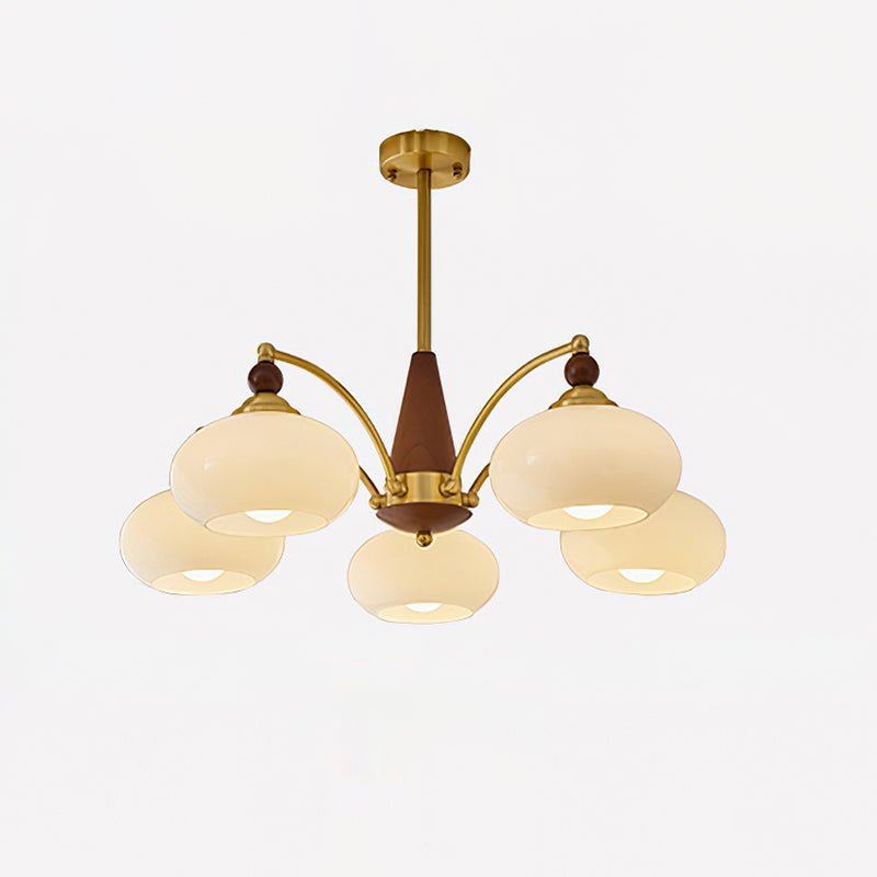 Lustre Vintage Melódico Branco 5 Cabeças Diâmetro 76cm x Altura 30cm ∅ 29.9″ x H 11.8″