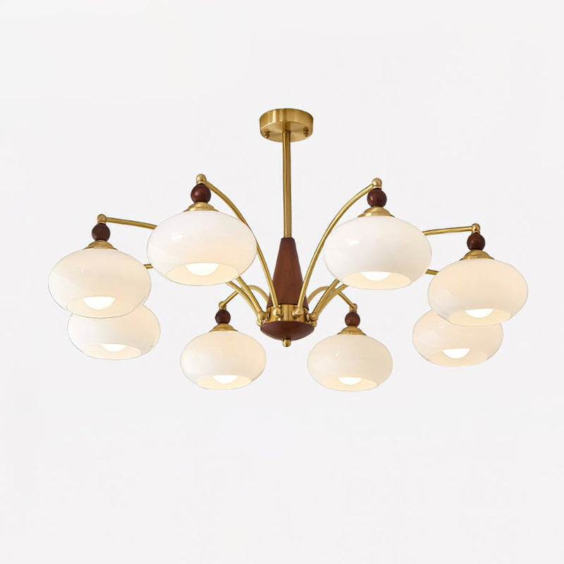 Lustre Vintage Melódico Branco 8 Cabeças Diâmetro 90cm x Altura 30cm ∅ 35.4″ x H 11.8″