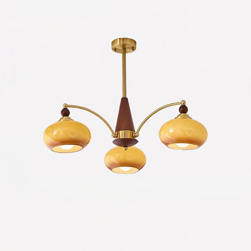 Lustre Vintage Melódico Cor Caramelo 3 Cabeças Diâmetro 58cm x Altura 30cm ∅ 22.8″ x H 11.8″