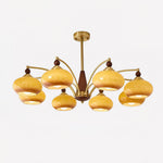 Lustre Vintage Melódico Cor Caramelo 8 Cabeças Diâmetro 90cm x Altura 30cm ∅ 35.4″ x H 11.8″