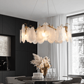 Lustre contemporâneo de vidro com 6 luminárias e nuvens com fios reguláveis