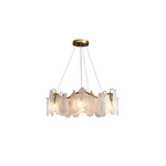 Lustre contemporâneo de vidro com 6 luminárias e nuvens com fios reguláveis