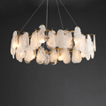 Lustre contemporâneo de vidro com 6 luminárias e nuvens com fios reguláveis