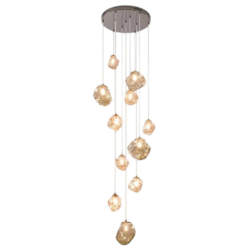 Lustre contemporâneo para escada 11 Lâmpadas - Diâmetro 50cm x Altura 200cm ( ø19.69" x H78.74") - 77W Transparente