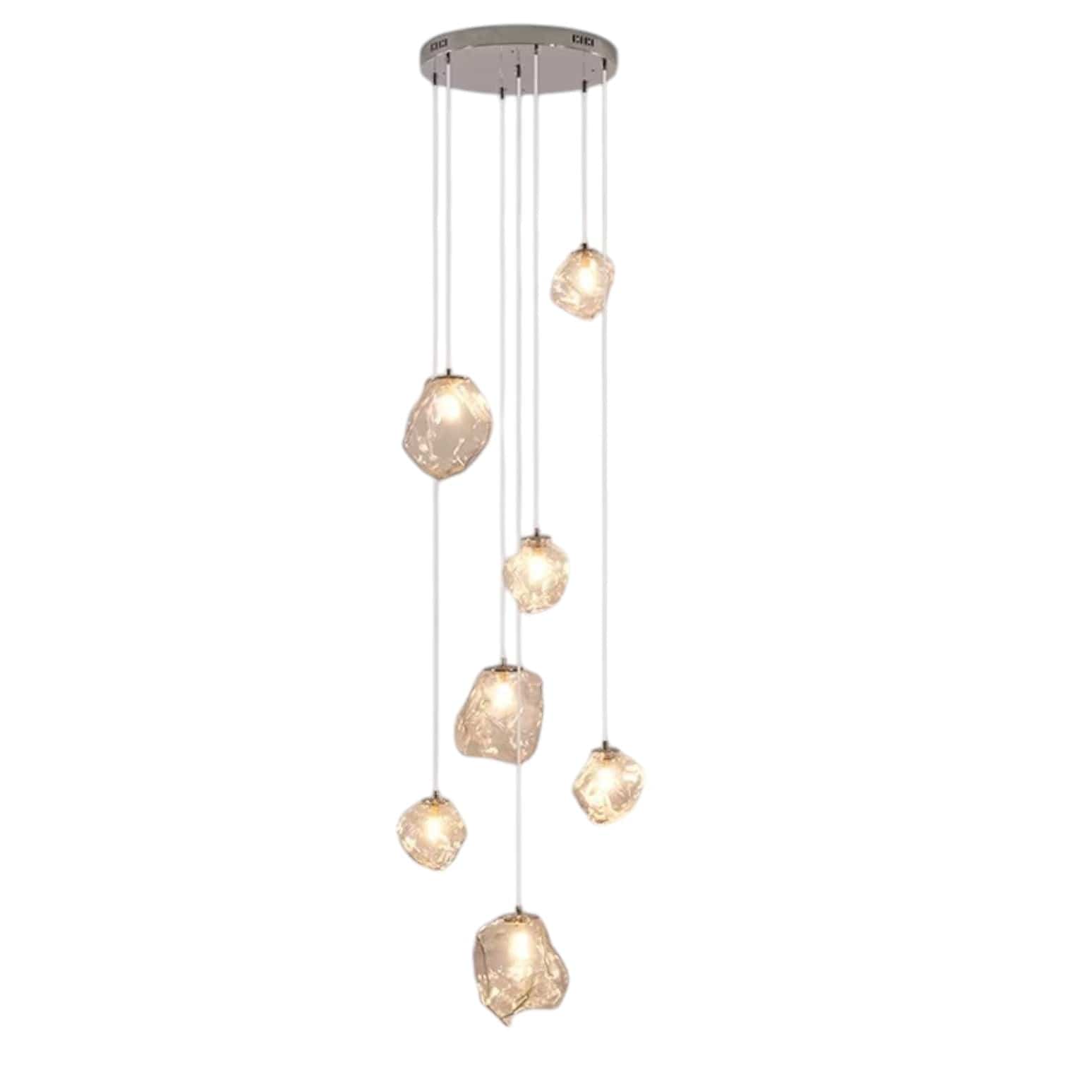 Lustre contemporâneo para escada 7 Lâmpadas - Diâmetro 40cm x Altura 200cm ( ø15.75" x H78.74") - 49W Transparente