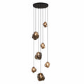 Lustre contemporâneo para escada 7 Lâmpadas - Diâmetro 40cm x Altura 200cm ( ø15.75" x H78.74") - 49W Cinza fumê