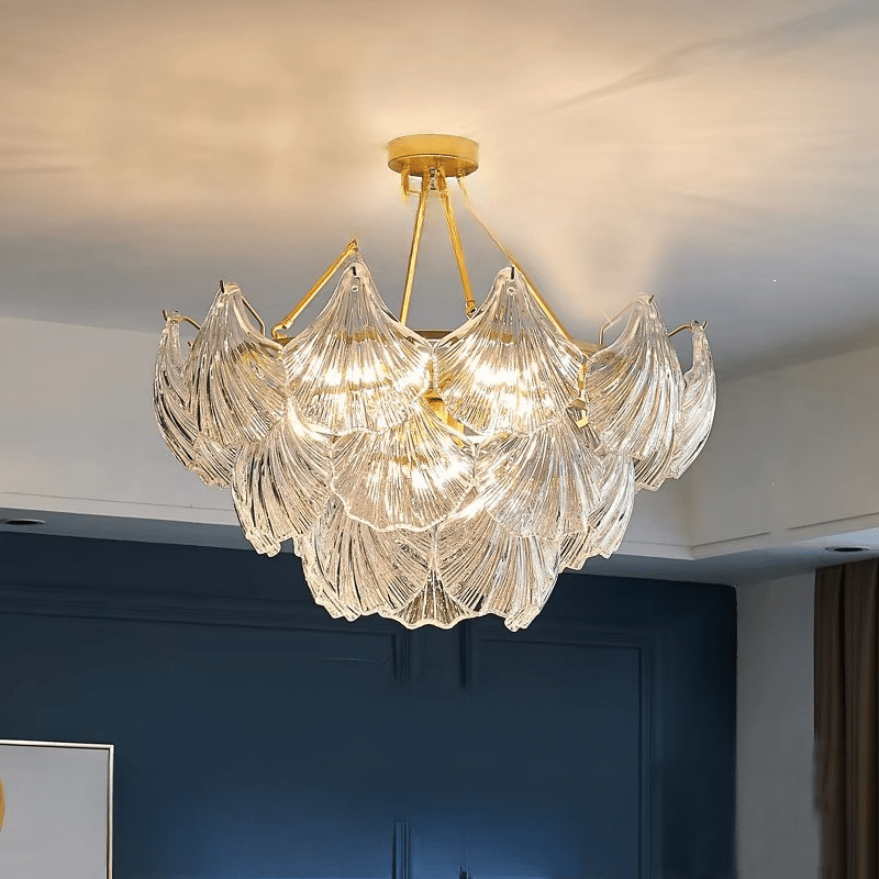 Lustre de Concha Suave Redondo: 3 camadas - Diâmetro 80cm*H38cm ø31.5"*H14.96"