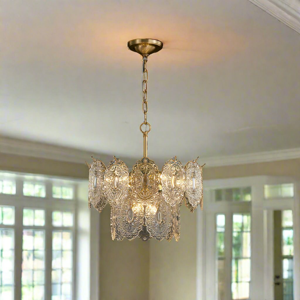 Lustre de Cristal em Relevo com 5 a 7 Cabeças