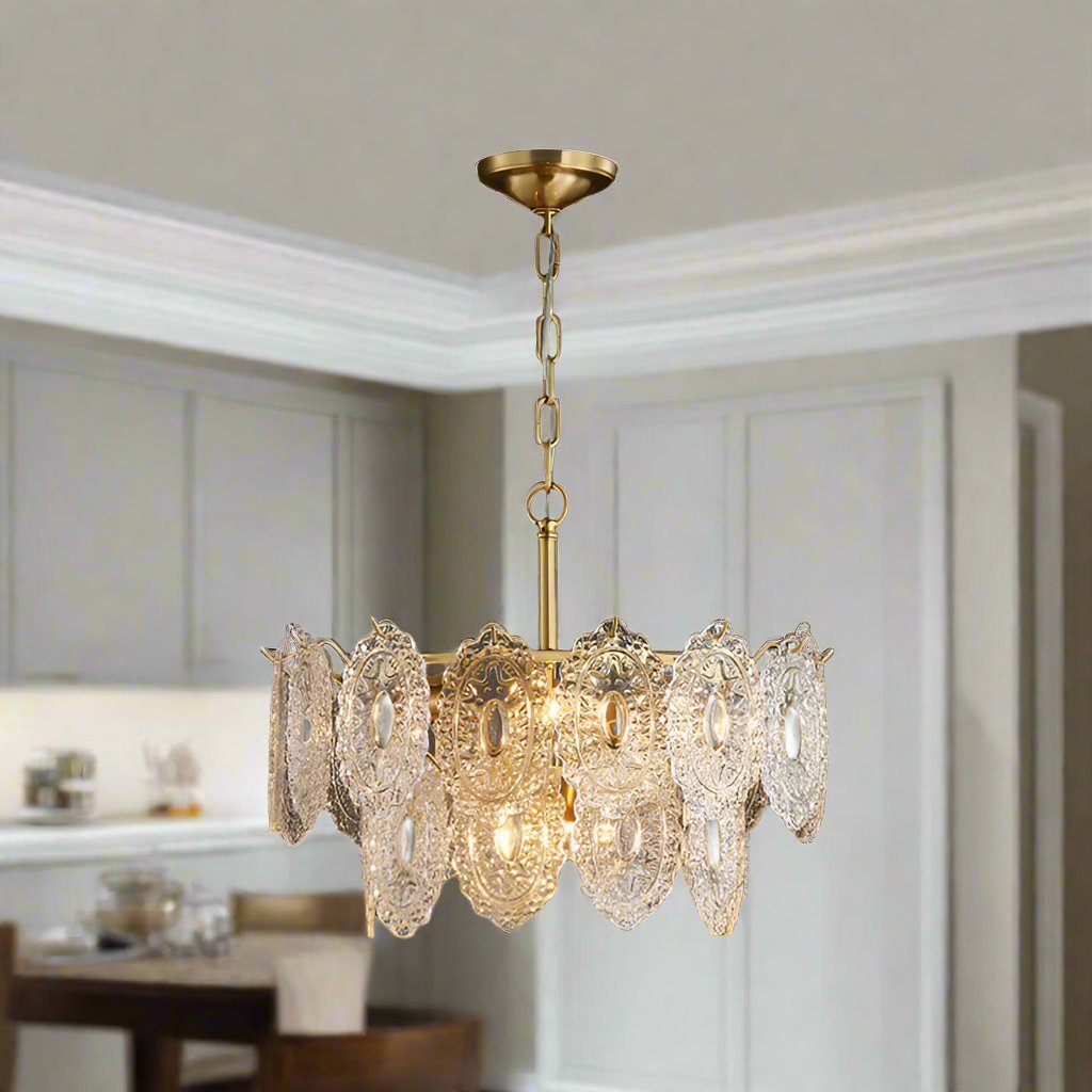 Lustre de Cristal em Relevo com 5 a 7 Cabeças