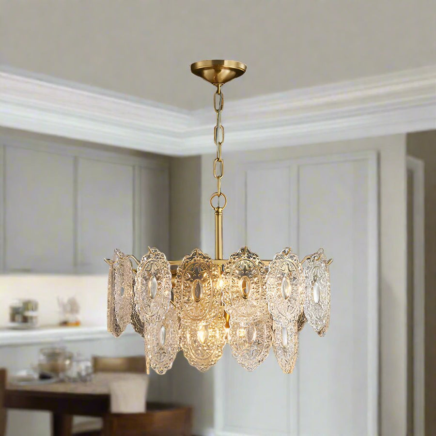 Lustre de Cristal em Relevo com 5 a 7 Cabeças