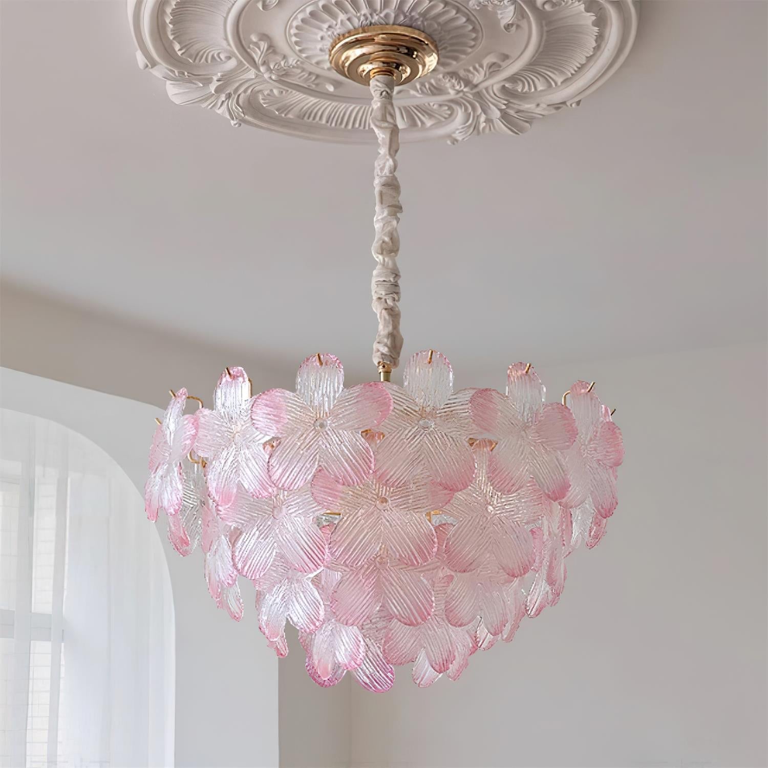Lustre de Flores Treviso Rosa