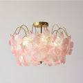 Lustre de Flores Vintage em Vidro Pintado para Sala de Estar Rosa