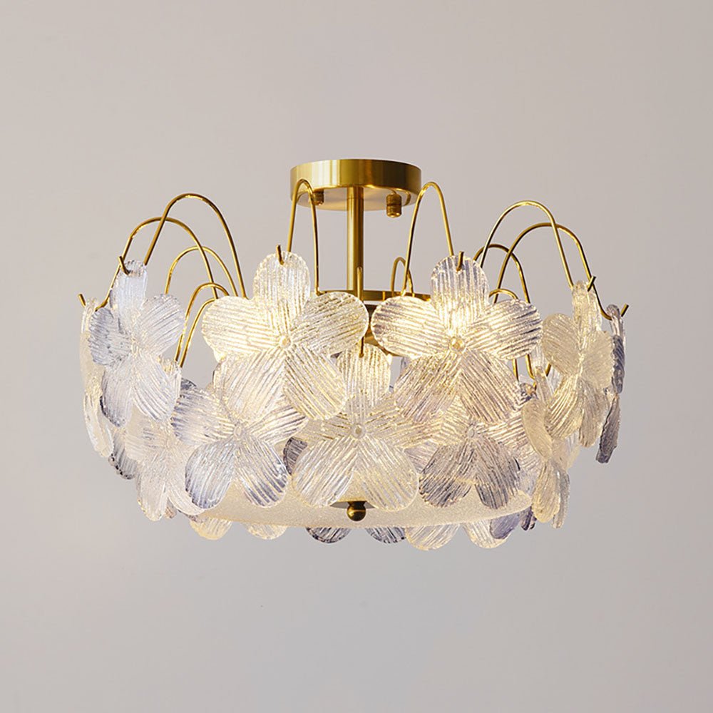Lustre de Flores Vintage em Vidro Pintado para Sala de Estar Roxo