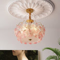 Lustre de Flores Vintage em Vidro Pintado para Sala de Estar