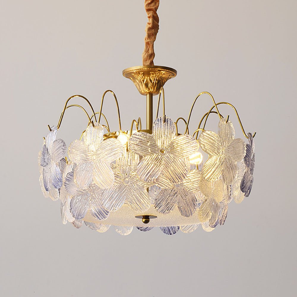 Lustre de Flores Vintage em Vidro Pintado para Sala de Estar