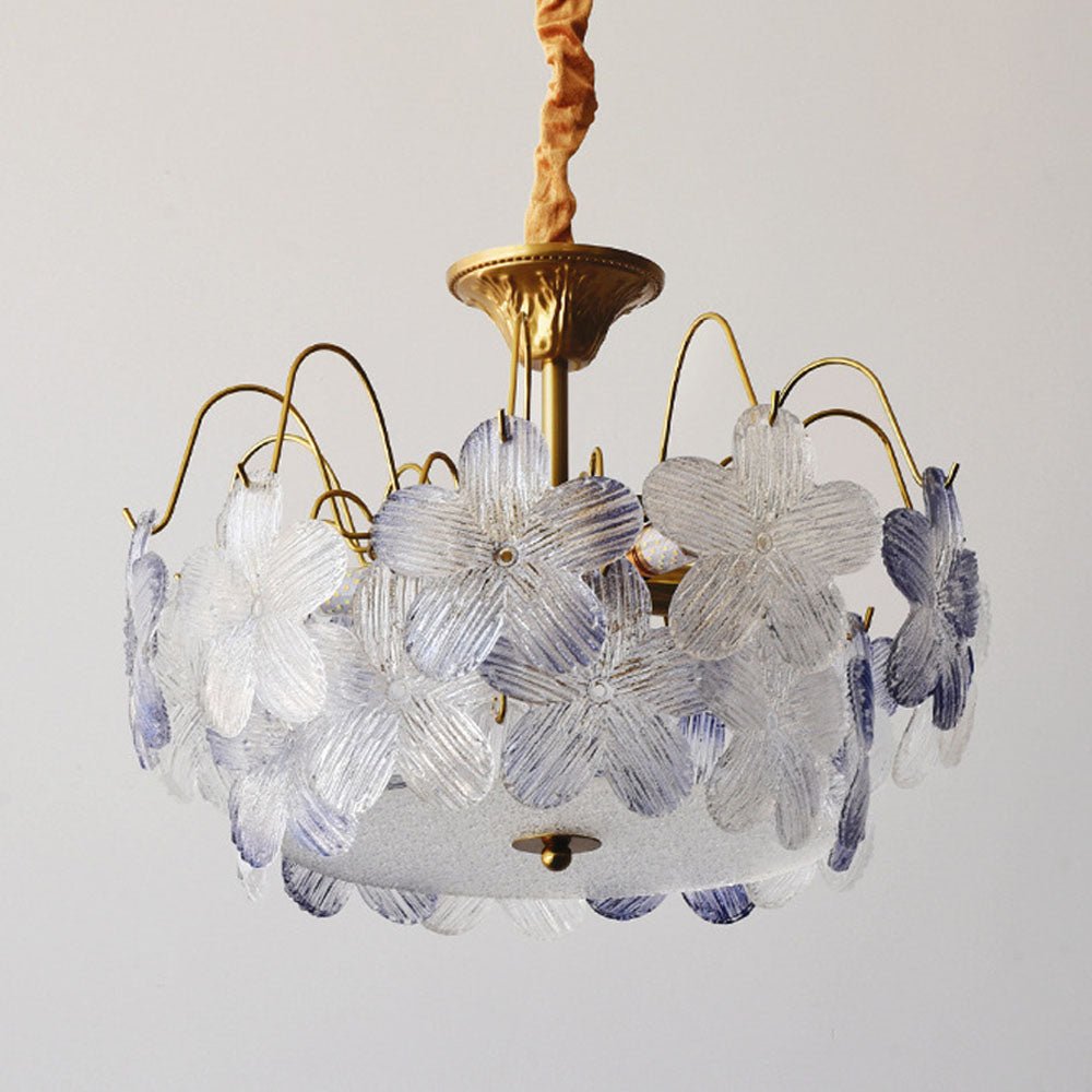 Lustre de Flores Vintage em Vidro Pintado para Sala de Estar