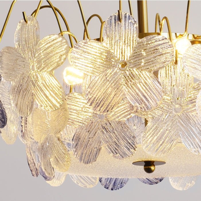 Lustre de Flores Vintage em Vidro Pintado para Sala de Estar