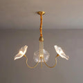 Lustre de Flores em Vidro Murano 3 Braços Diâmetro 90cm x Altura 55cm ∅ 35.4″ x Altura 21.7″ Ouro & Transparente