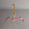 Lustre de Flores em Vidro Murano 3 Braços Diâmetro 90cm x Altura 55cm ∅ 35.4″ x Altura 21.7″ Ouro e rosa