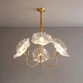 Lustre de Flores em Vidro Murano 6 Braços Diâmetro 90cm x Altura 55cm ∅ 35.4″ x Altura 21.7″ Ouro & Transparente