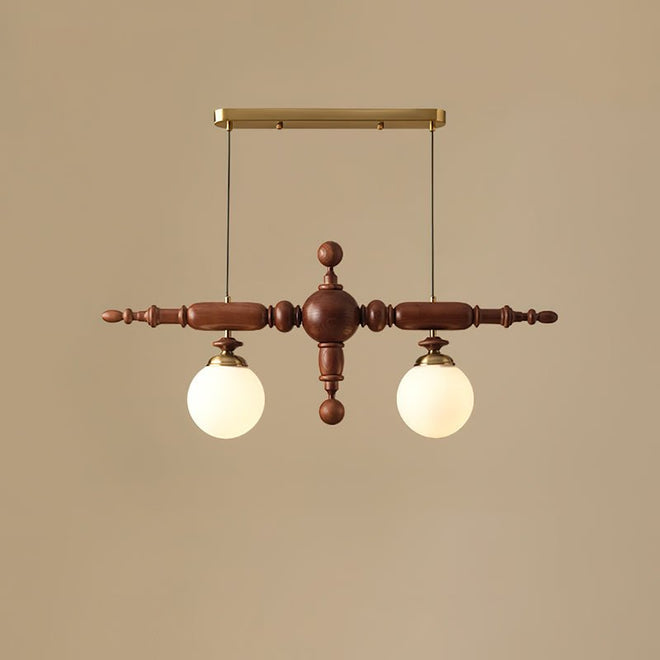 Lustre de Madeira Cambridge 2 Lâmpadas L 35" x A 15.7" L 89cm x A 40cm Cor de noz e dourado