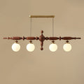 Lustre de Madeira Cambridge 4 Lâmpadas L 54.7" x A 15.7" 139cm x A 40cm Cor de noz e dourado