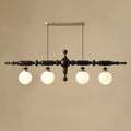 Lustre de Madeira Cambridge 4 Lâmpadas L 54.7" x A 15.7" 139cm x A 40cm Preto e cromo